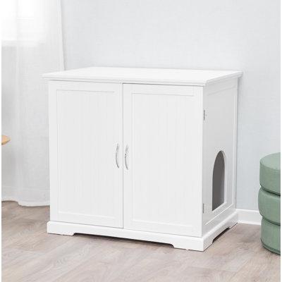 Tucker Murphy Pet™ Vernonburg Litter Box Enclosure Manufactured Wood in White, Size 28.0 H x 29.5 W x 20.9 D in | Wayfair 40236