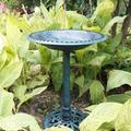 Fleur De Lis Living Outdoor Polyresin Antique Bird Bath w/ Solar Powered Round Pond Fountain Resin | 28 H x 20 W x 20 D in | Wayfair