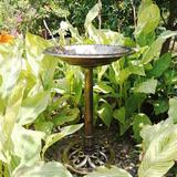 Fleur De Lis Living Outdoor Polyresin Antique Bird Bath w/ Solar Powered Round Pond Fountain Resin | 28 H x 20 W x 20 D in | Wayfair