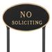 Red Barrel Studio® Large Oval No Soliciting Statement Plaque Sign w/ Lawn Stakes Metal | 10 H x 18 W x 0.25 D in | Wayfair