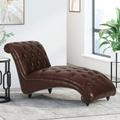 Charlton Home® Benzinger Tufted Faux Leather Armless Chaise Lounge Faux Leather/Wood in Brown | 33.75 H x 29 W x 64.25 D in | Wayfair