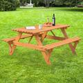 Arlmont & Co. Parlington Wooden Outdoor Picnic Table Wood in Brown | 29.25 H x 59 W x 58.57 D in | Wayfair 1EE8068D6B5343A6AA06E6DF97368B7B