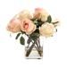 Primrue Silk Roses Floral Arrangement in Vase in Pink | 11 H x 13 W x 10 D in | Wayfair 289CB26462E047D48EC415F50E464F10