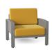 Woodard Metropolis Patio Chair w/ Cushions Metal in Gray/Blue, Size 28.25 H x 36.25 W x 33.0 D in | Wayfair 3G0406-72-75G-18B