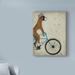 Winston Porter 'Boxer on Bicycle' Graphic Art Print on Wrapped Canvas in Brown/Gray/Green | 19 H x 14 W x 2 D in | Wayfair