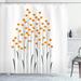 Winston Porter Ronetta Hand Drawn Yellow Daisies Like Flowers w/ Black Lines & Leaves Print Single Shower Curtain in White | 75 H x 69 W in | Wayfair