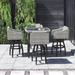 Wade Logan® Castelli Square 4 - Person 38" Long Bar Height Outdoor Dining Set w/ Cushions Wood in Brown | Wayfair 87A76C2038CC4AADB980E3C8851DC337