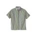 Men's Big & Tall Short Sleeve Printed Check Sport Shirt by KingSize in Light Grey Check (Size 5XL)