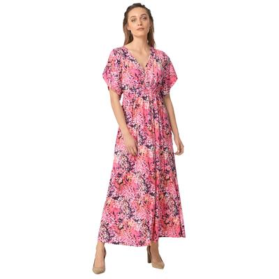 Plus Size Women's Knit Tie-Back Maxi by ellos in Rose Multi Print (Size 26/28)