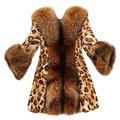 Women Faux Fur Coat TUDUZ Ladies Winter Warm Classic Leopard Mid-Long Jacket Outwear(Yellow,S=UK(3XS))