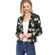Allegra K Women's Long Sleeve Notch Lapel Open-Front Allover Printed Casual Blazer Jacket Black-Floral 20