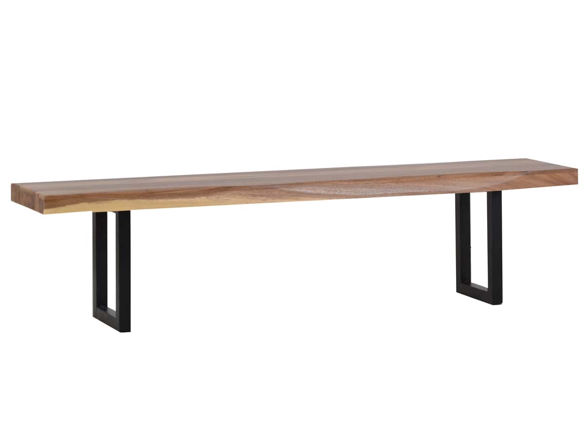 MiaMöbel Sitzbank 'Vanaja' 140 cm, Teak/Antikschwarz Massivholz, Metall Teak Modern Indien Indisch