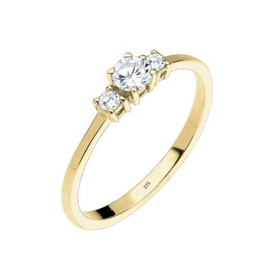 Elli PREMIUM - Trio Zirkonia 375 Gelbgold Ringe 1 ct Damen