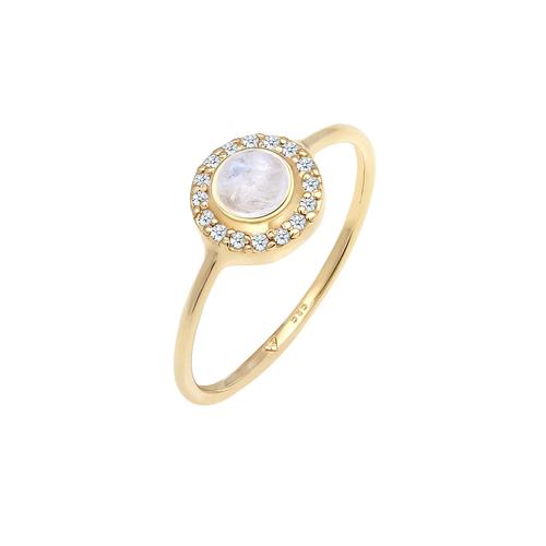 Elli DIAMONDS – Elli DIAMONDS Ring Verlobung Mondstein Diamant (0,08 ct) 585 Gelbgold Ringe Damen