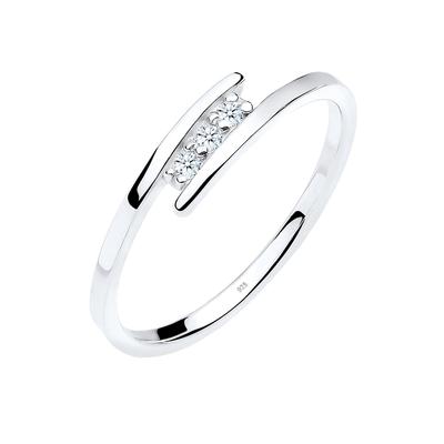 Elli DIAMONDS - Klassiker Trio Diamant 0.04 ct. 925 Silber Ringe 1 ct Damen