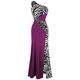 Angel-fashions Women's One Shoulder Zebra Gemstones Splicing Evening Dress - Red - M