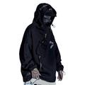 Men's Retro Hip Hop Hoodie Loose Style Long Sleeve Fish Mouth Hoodie, Long Sleeve Reflective Hooded Tops for Daily Casual Wear Sweatshirt Coat (Color : Black, Size : 5XL)