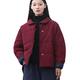 LZJN Women's Quilted Lightweight Jacket Coat Chinese Tang Suit Style Cotton Linen Short Coats with Turn-down Collar (YJ-8127 Wine Red, One Size)