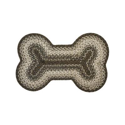 Homespice Bone Shaped Ultra Durable Braided Dog & Cat Placemat, Grey, 18 x 28 in