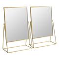 Harbour Housewares 2 Piece Dressing Table Vanity Mirror Set - Free Standing Tabletop Makeup Cosmetic Mirrors - 32cm - Gold