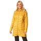 Roman Originals Women Padded Longline Coat with Hood - Ladies Zip Through Autumn Winter Jacket Long Length Quilted Warm Cosy Everyday Zip Up Casual - Amber - Size 20