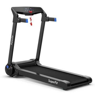 Costway 3HP Electric Folding Treadmill with Bluetooth Speaker-Blue