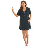 Plus Size Women's Hooded Terry Swim Cover Up by Swim 365 in Black (Size 26/28) Swimsuit Cover Up