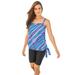 Plus Size Women's Blouson Tankini Top with Adjustable Straps by Swim 365 in Multi Watercolor Stripe (Size 32)