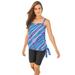 Plus Size Women's Blouson Tankini Top with Adjustable Straps by Swim 365 in Multi Watercolor Stripe (Size 14)