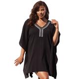 Plus Size Women's Jeweled Caftan by Swim 365 in Black (Size 26/28) Swimsuit Cover Up