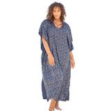 Plus Size Women's V-Neck Swim Caftan by Swim 365 in Navy Silver Dots (Size 14/16) Swimsuit Cover Up