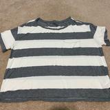 American Eagle Outfitters Tops | Aeo Striped T-Shirt | Color: Gray/White | Size: L