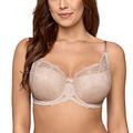 AVA 1559 Underwired Padded Balcony Bra Floral Lace Made in EU, Beige,30GG