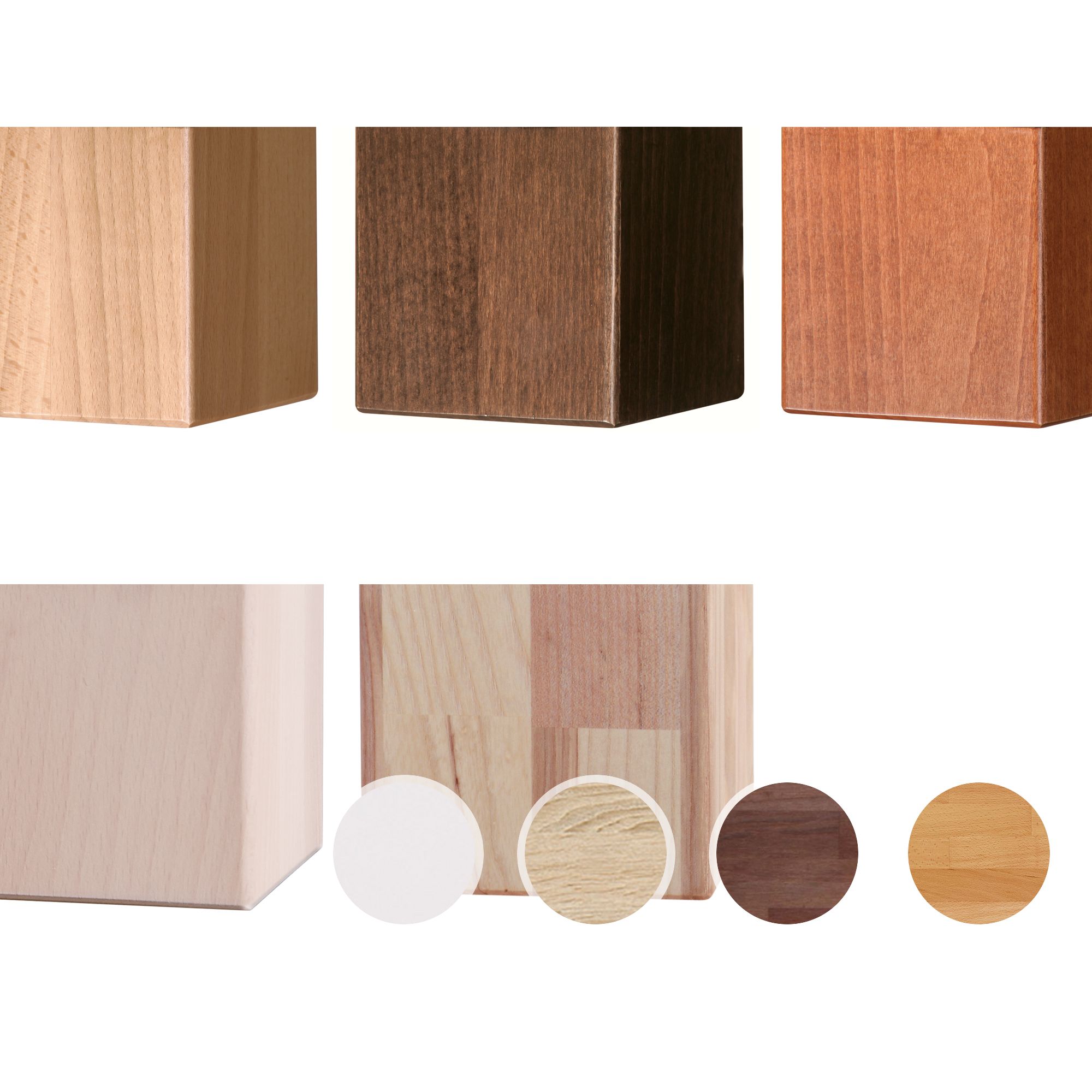 Hasena Top-Line Füsse Ivio 4er-Set / 20 cm / Akazie Vintage braun, lackiert