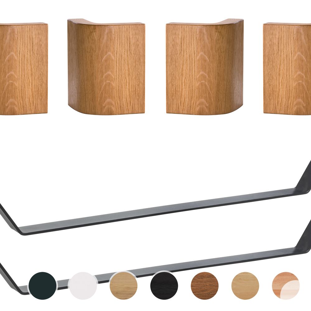 Hasena Oak-Line Füsse Slitto 2er-Set / 25 cm / 160 cm / Buche Weiss deckend, lackiert / Weiss
