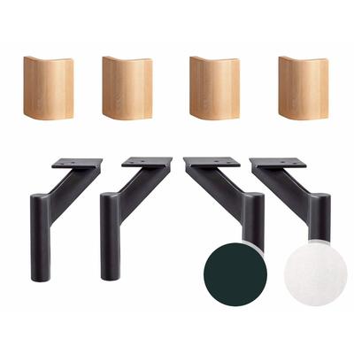 Hasena Fine-Line Füsse Tondito 4er-Set / 20 cm / Metall Alu / Kernbuche natur, geölt Image