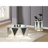 Everly Quinn Surrett 2 Piece Coffee Table Set Mirrored in Black/Brown/Gray | 18 H x 41 W in | Wayfair 122FA6654B9D4B1AA69BB7D3400E995E