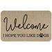 Black/Brown 0.25 x 17.75 W in Kitchen Mat - CounterArt Welcome Dogs Look Decorative Kitchen Mat Synthetics | 0.25 H x 17.75 W in | Wayfair