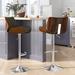 Ivy Bronx Varberg Steven Adjustable Height Swivel Bar Stool Upholstered/Leather in Brown | 20 W x 18.5 D in | Wayfair