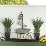 August Grove® Hucklow Metal Watering Can Wheelbarrow Fountain in Gray | 36 H x 29 W x 13 D in | Wayfair 503D67B611A84372A5CCC1DB00501328