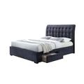 Rosdorf Park Schroer King Tufted Upholstered Storage Sleigh Bed Upholstered in Blue/Brown | 46.65 H x 82.68 W x 87.2 D in | Wayfair