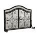 Fleur De Lis Living Mccrady Large Crest Fireplace Screen w/ 2 Doors Steel in Black/Brown | 31.5 H x 38 W x 3.75 D in | Wayfair