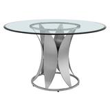 Orren Ellis Alidis 48" W Pedestal Dining Table Glass/Metal | 30 H x 48 W x 48 D in | Wayfair 2FAD9FEC0B344D19825630A3E762197C