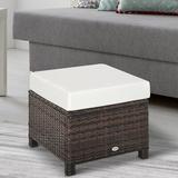 Latitude Run® Pettibone Outdoor Ottoman w/ Cushion Wicker/Rattan in Brown | Wayfair B9B48915088B43D98B628602E82E6B4D