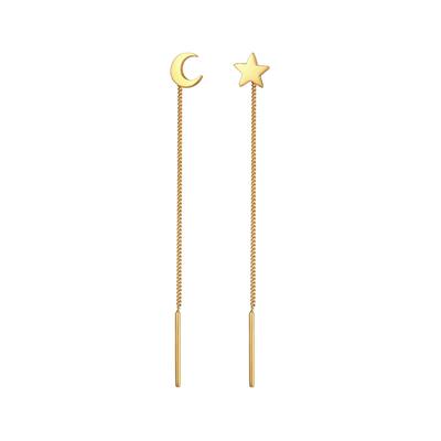 Elli Hänger Mond Stern Astro Durchziehen 925 Silber goldfarben Damen Image