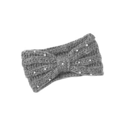 Women's Cable Knit Pearl Trim Headband by ellos in Medium Heather Grey
