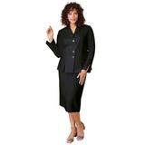 Plus Size Women's Two-Piece Skirt Suit with Shawl-Collar Jacket by Roaman's in Black (Size 34 W)