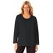 Plus Size Women's Satin trim sleep tee by Dreams & Co® in Black (Size 3X) Pajama Top
