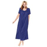 Plus Size Women's Long Silky Lace-Trim Gown by Only Necessities in Ultra Blue (Size M) Pajamas