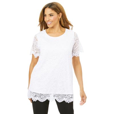 Plus Size Women's Stretch Lace Tunic by Jessica London in White (Size 26/28)